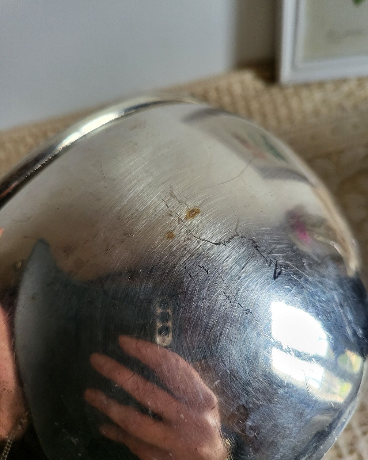 Silver-plated metal planter pot