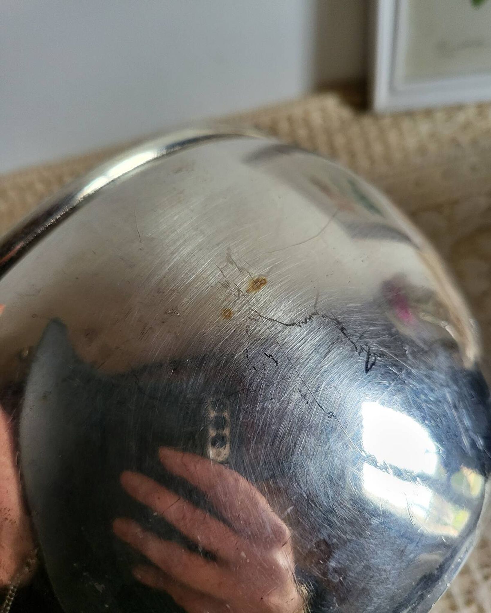 Silver-plated metal planter pot