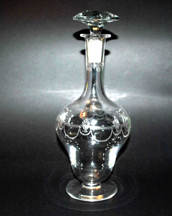 Carafe reims en cristal de saint-louis décor gravé à l'acide ''cristal de roche'' 1930