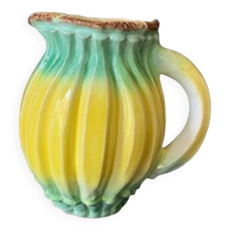 Banana earthenware carafe, yellow Art Nouveau pitcher, 1920