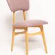"Butterfly" dining chair, boucle pink wool, light wood