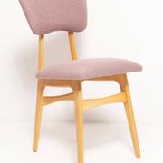 "Butterfly" dining chair, boucle pink wool, light wood