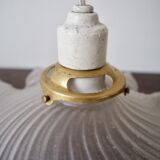 Pair of frosted glass flower pendant lamps