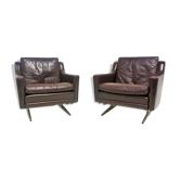 Pair of leather armchairs