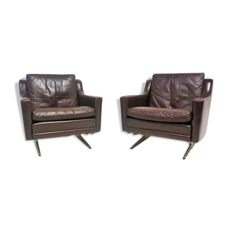Pair of leather armchairs