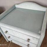 Pair of vintage bedside tables in celadon velvet