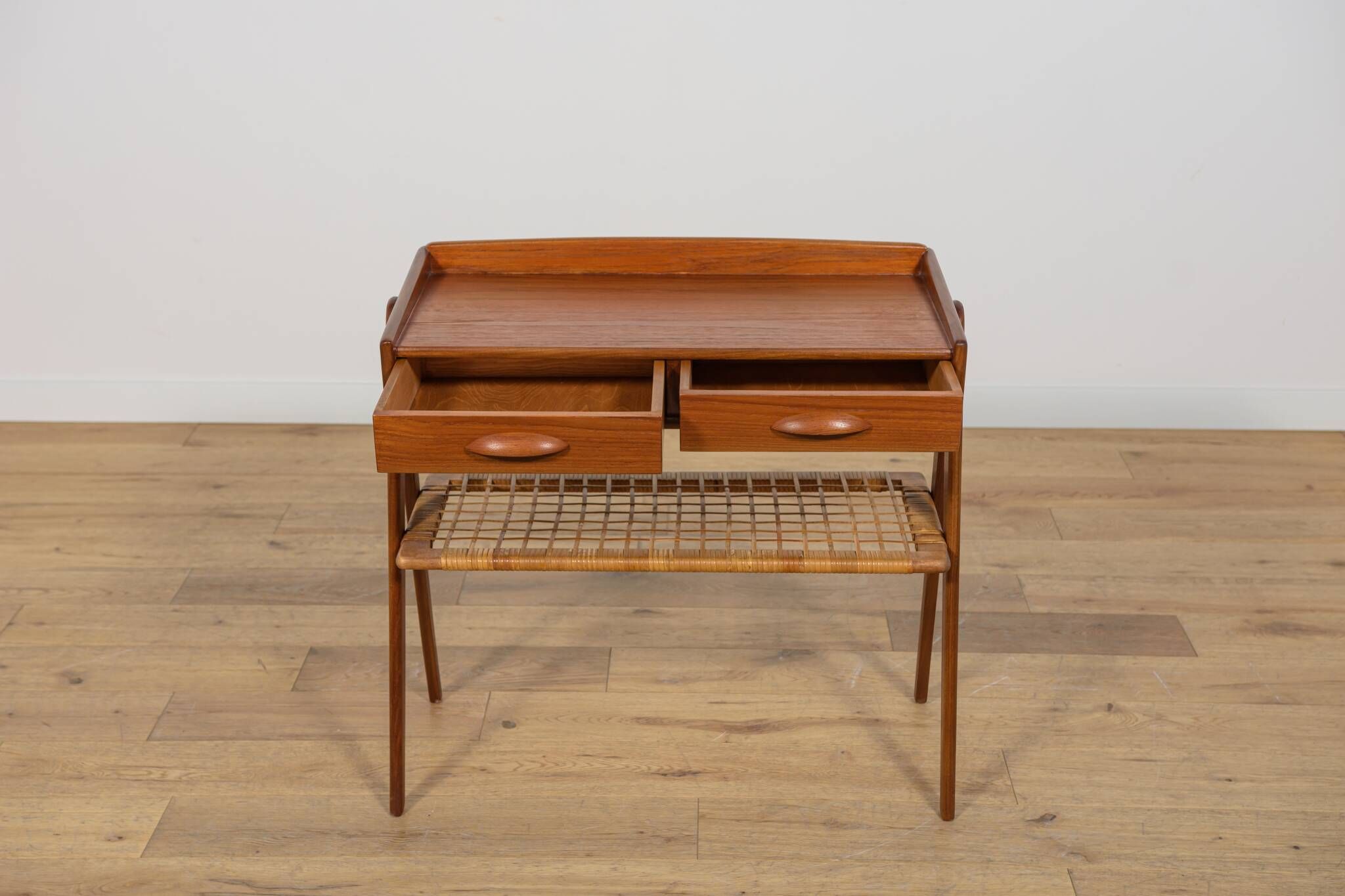Mid Century Teak and Rattan Console Table by Søren Rasmussen, United Knigdo