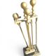Fireplace tool set in brass