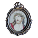 Framed tapestry portrait of Jesus Christ