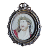 Framed tapestry portrait of Jesus Christ