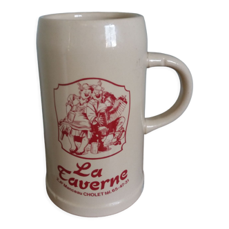 Advertising beer mug from 1982 Karlsbrau The tavern in Cholet