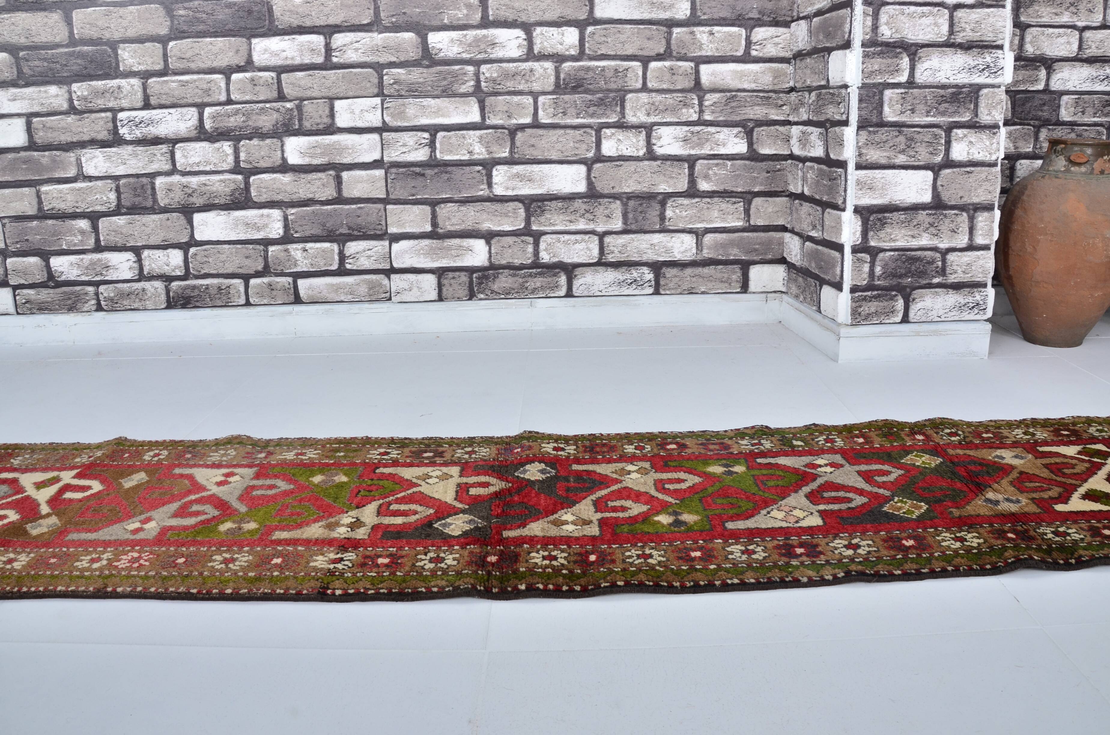 Vintage Handknotted Oushak Runner  sku 2154