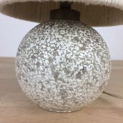 Art Deco ball lamp, white tense ceramic, wool lampshade
