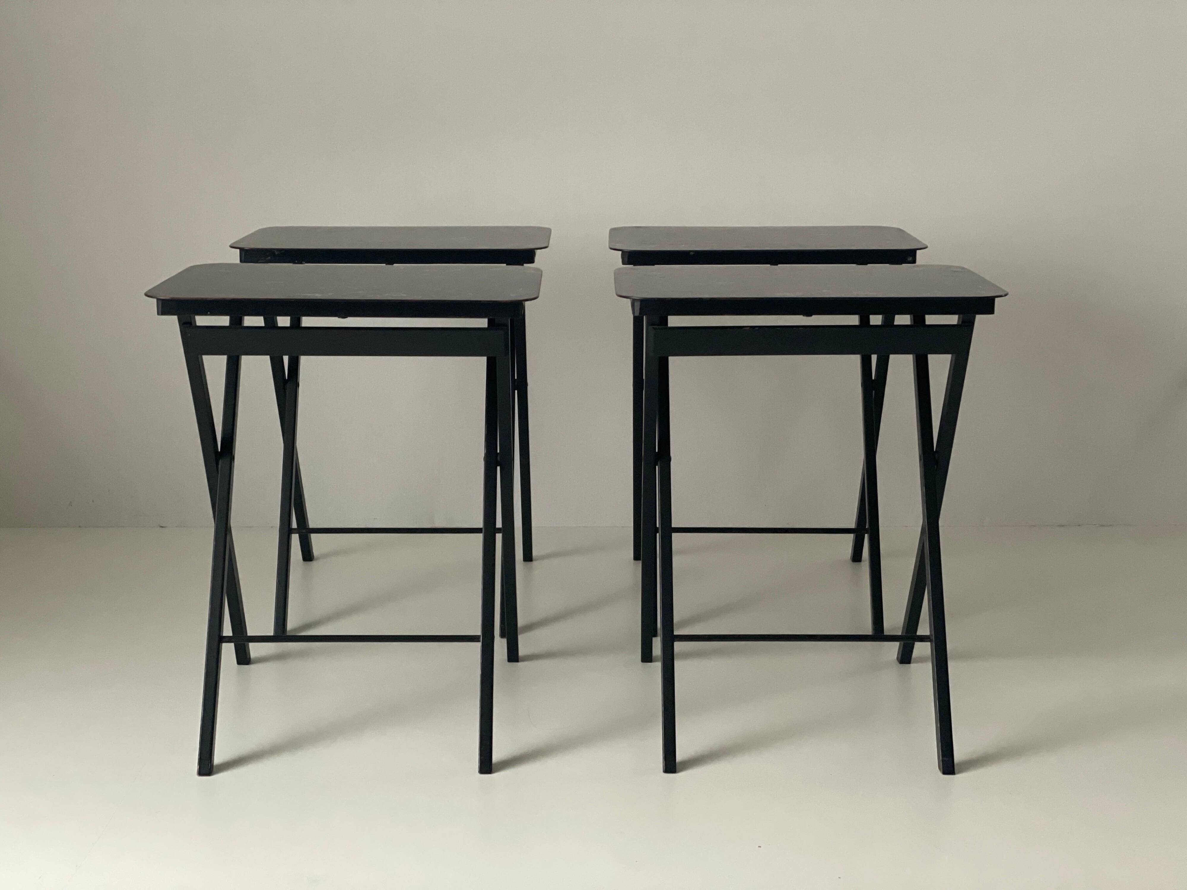 Set of 4 service tables by Artex-Green Corp, 1960s, USA