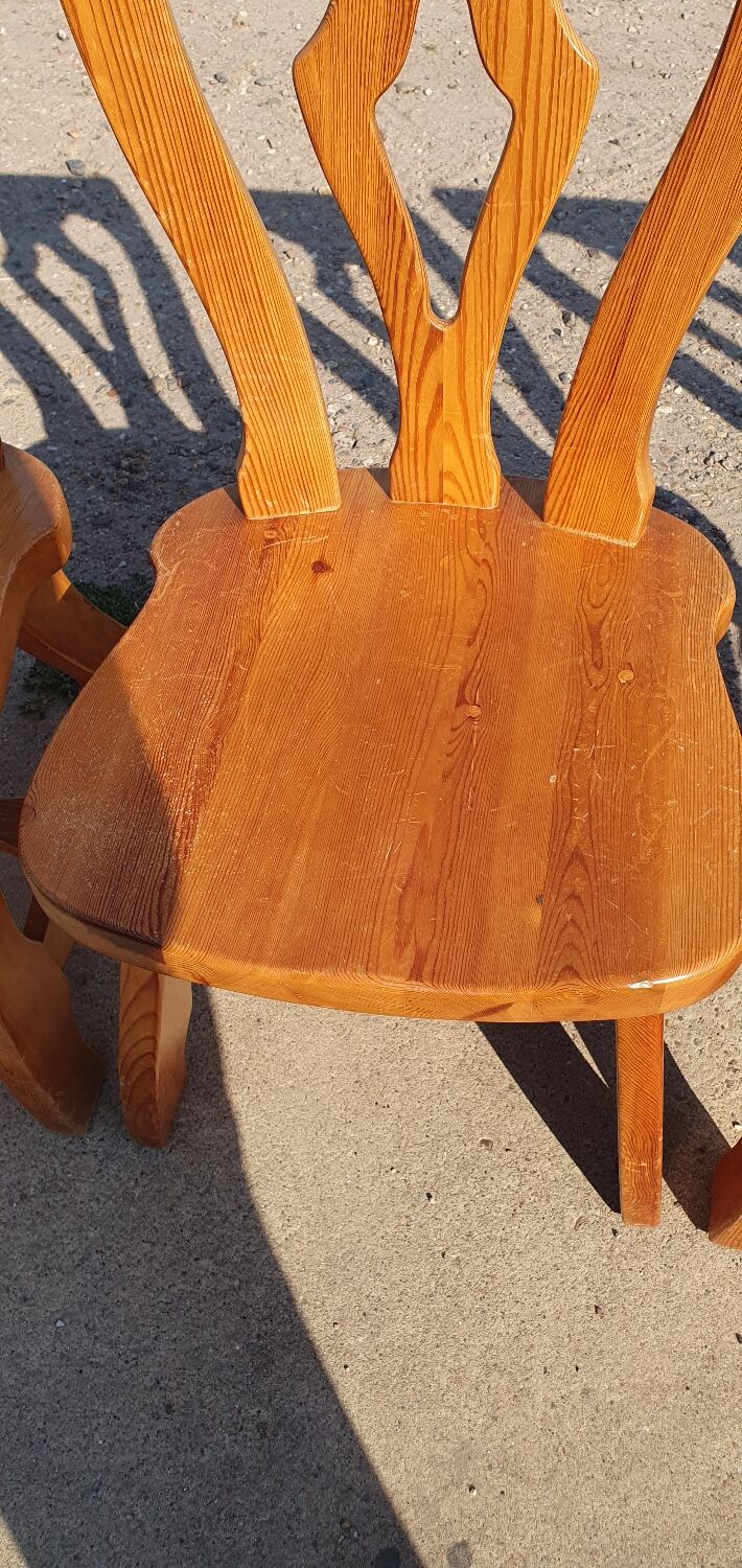 Set 8 vintage Pine dutch dining chairs solid wood 1970s