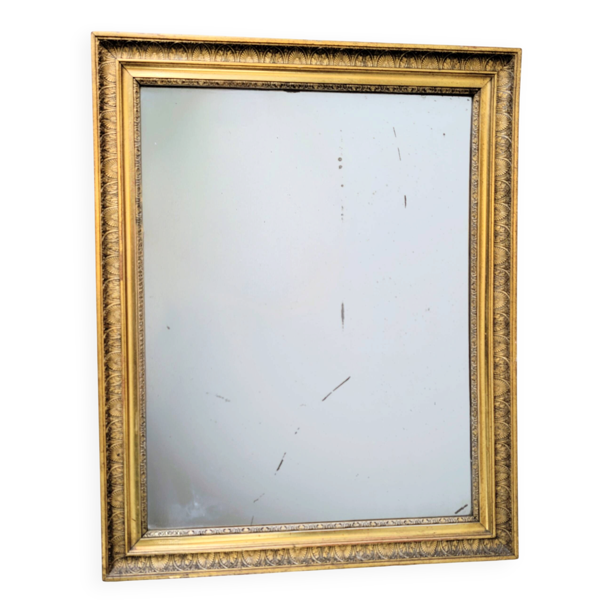 Antique mirror 19th century gilded carved frame 82 x 66 cm