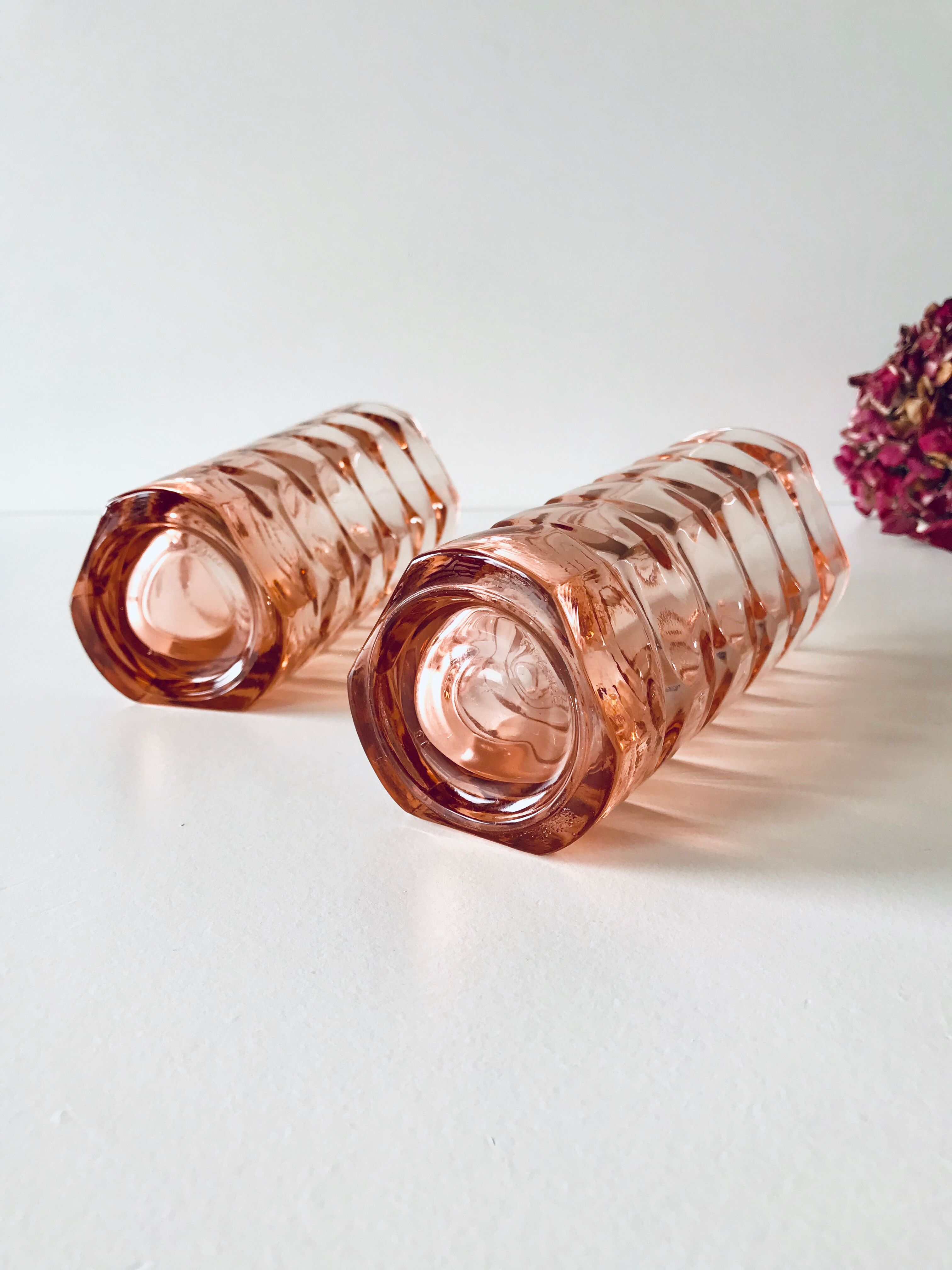 Pair of pink glass vases