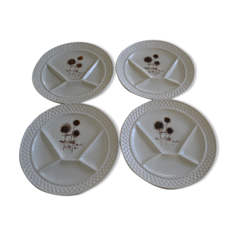 Set of 4 fondue plates from Sarreguemines