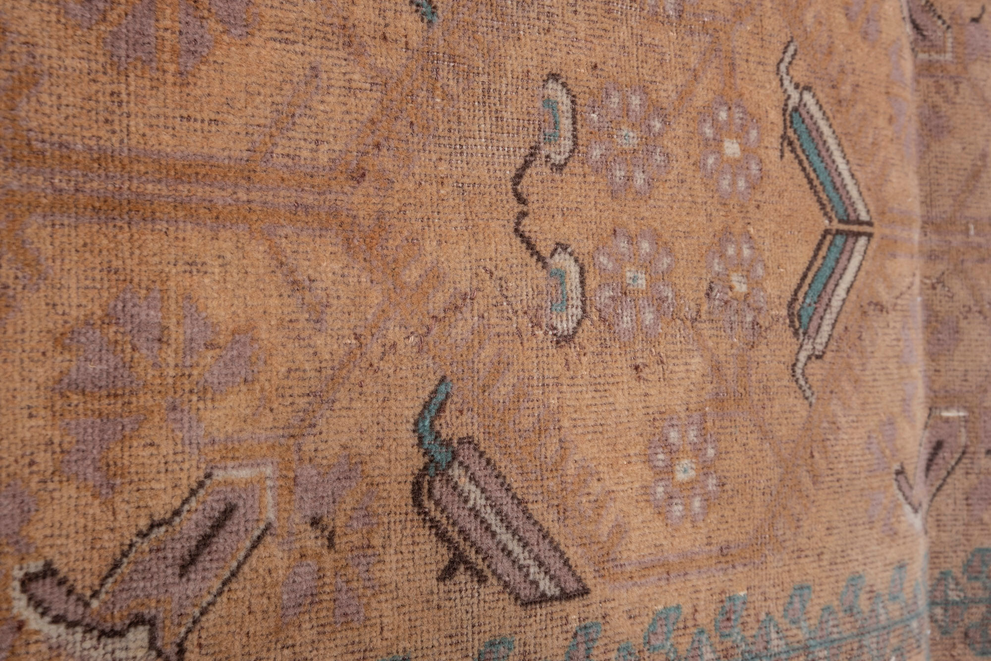 Turkish Oushak Rug With Floral Border, 1970s