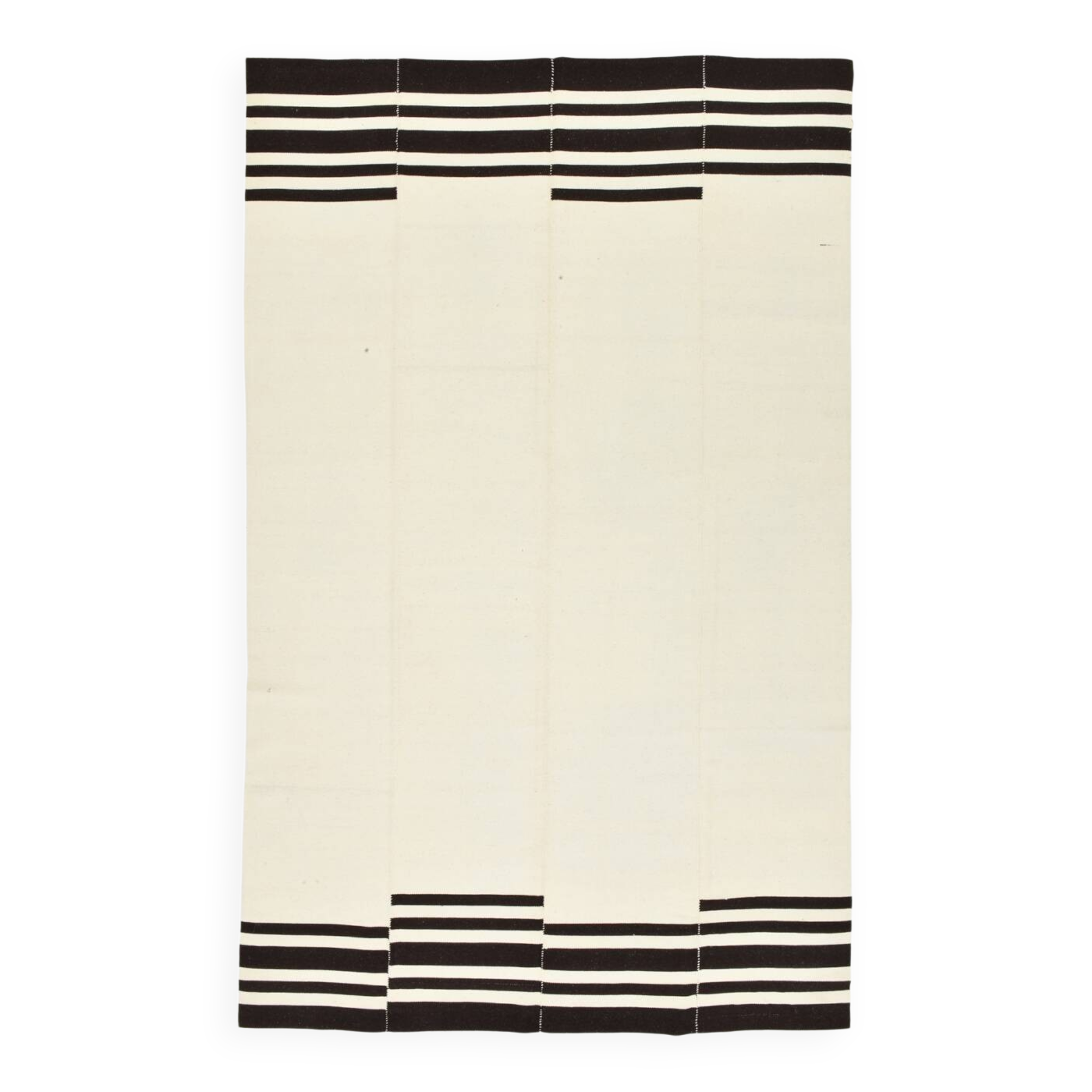 Black Beige Modernist Vintage Kilim Rug, 240x392Cm