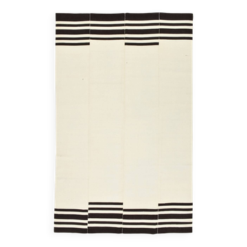 Black Beige Modernist Vintage Kilim Rug, 240x392Cm