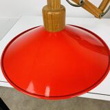 SCE 60s accordion wall light, wood and red reflector