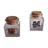 Duo of glass with Cork jars