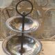 Double cup display in vintage silver metal