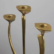 Solid Brass Three-Arm Candelabra — Modernist, 1960s