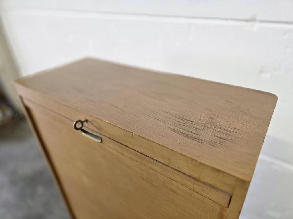 Vintage wooden filing cabinet / roller shutter cabinet
