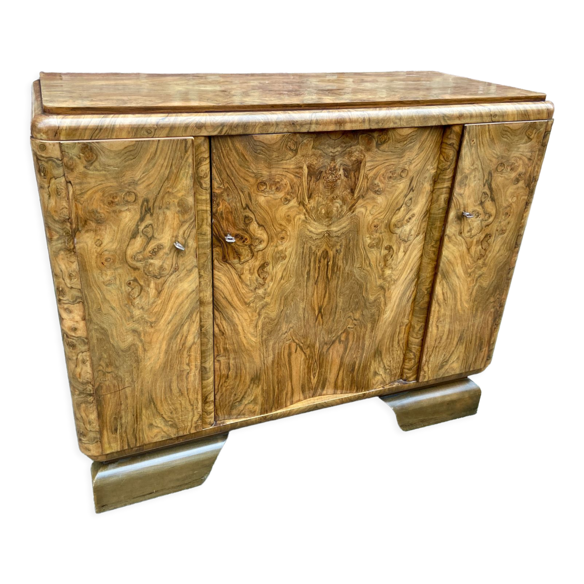 Enfilade art deco mid-century vintage 1950 ronce de noyer