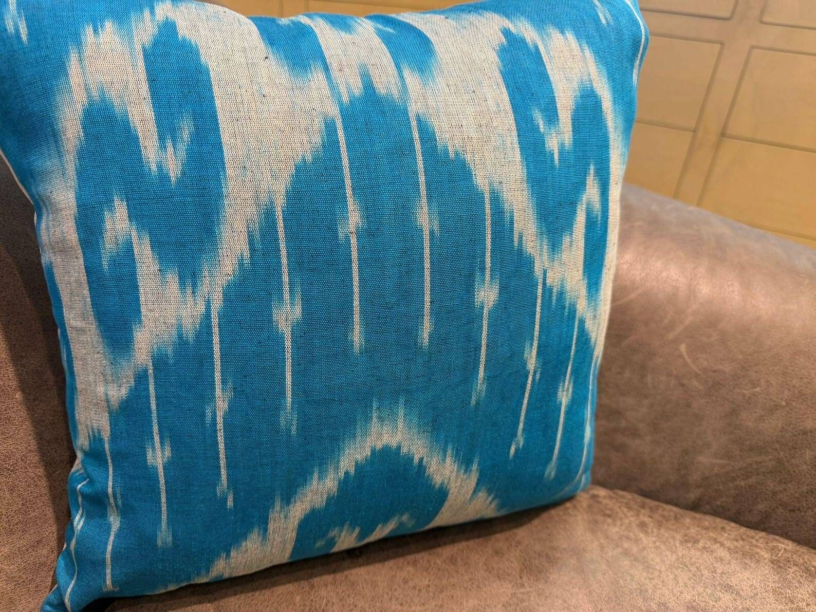 Vintage Uzbek Pillow, Boho Moroccan Decor, Handmade Silk Square Cushion