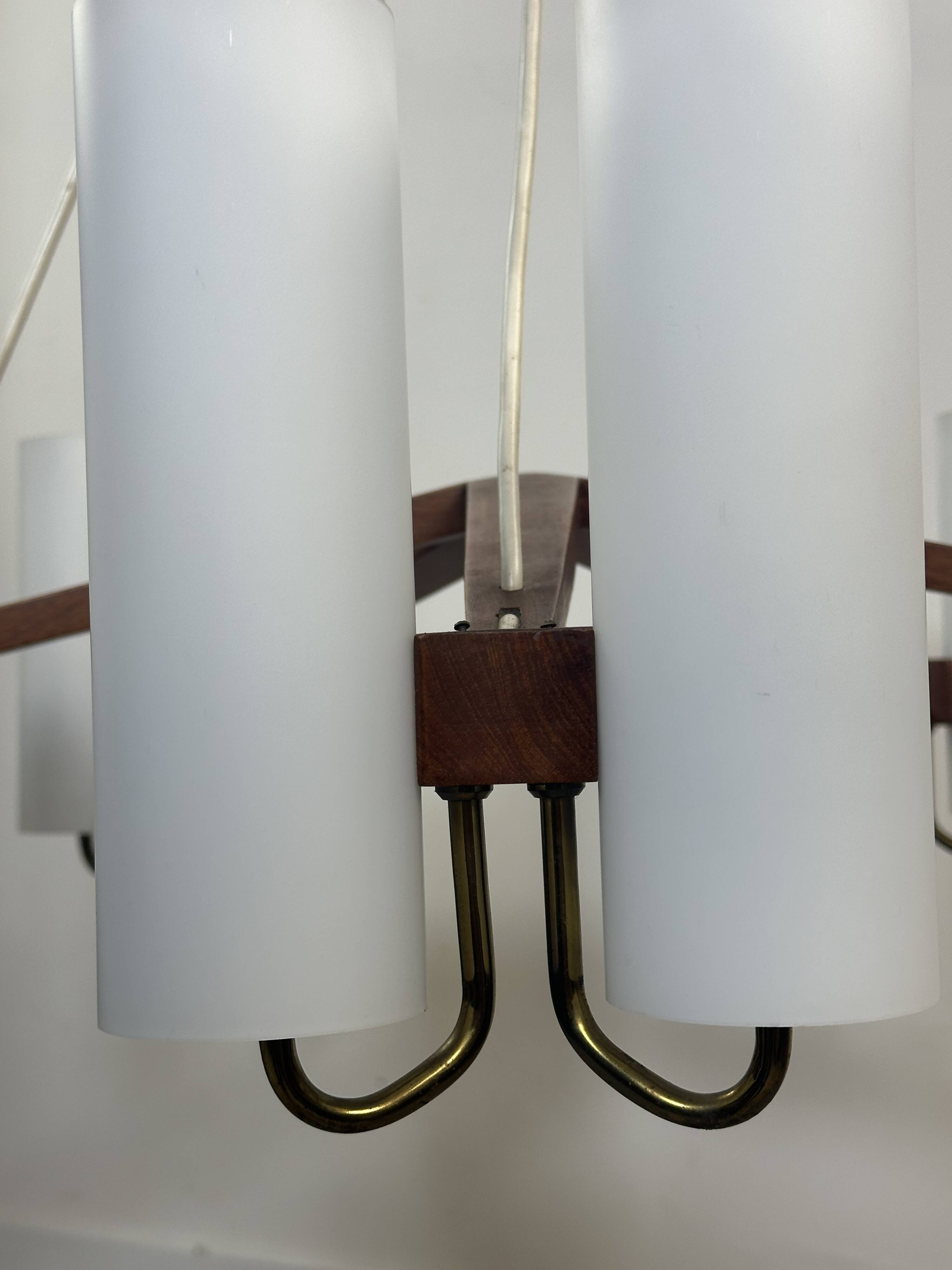 vintage Scandinavian chandelier 10 lights Östen Kristiansson for Luxus 1960s