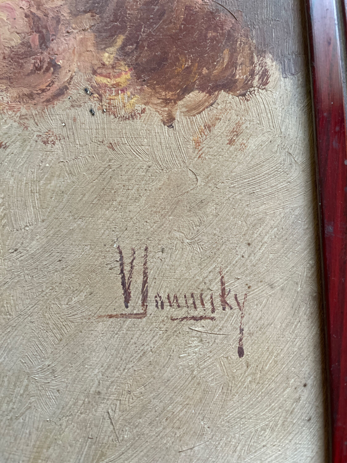 Painting portrait of dog oil on panel 1920