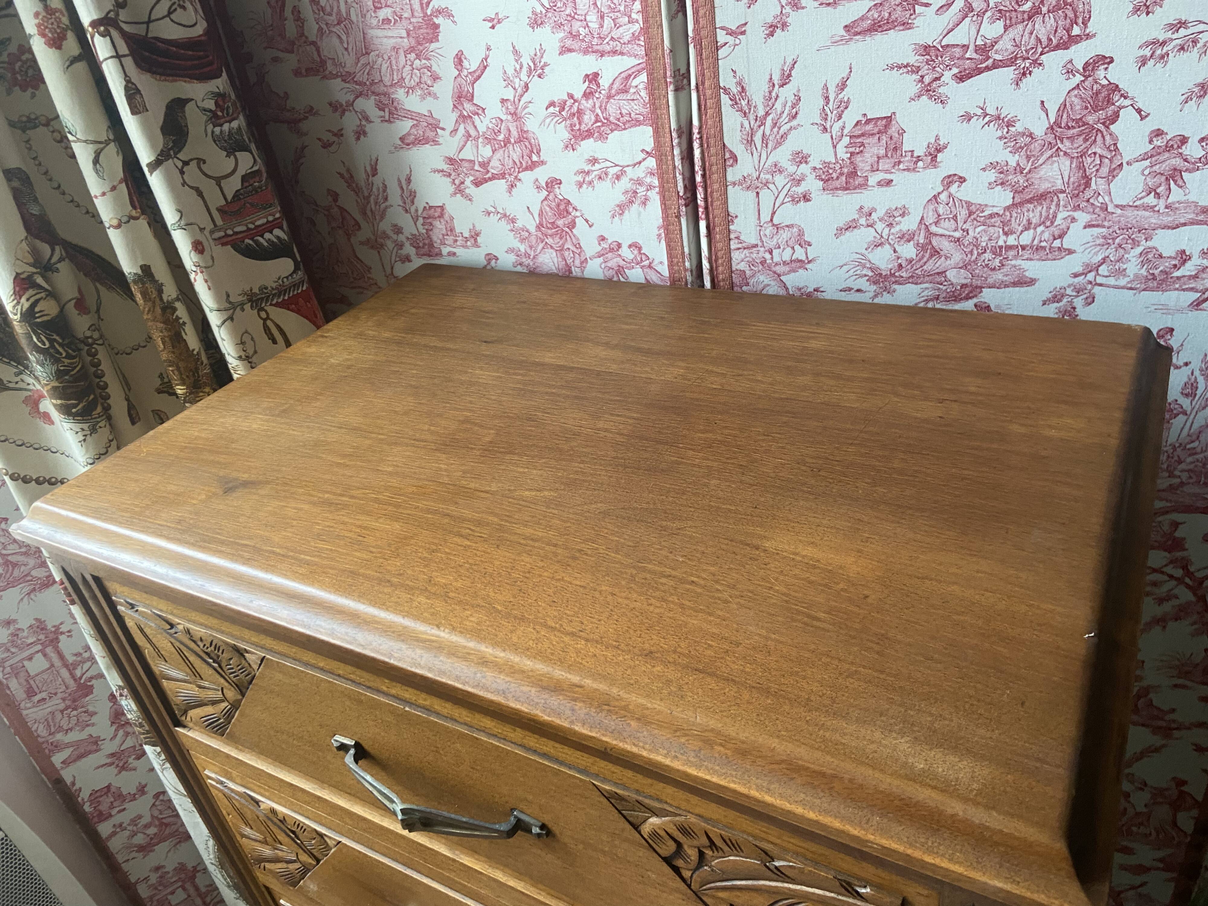 Commode semainier old era Art Deco in Walnut renovated