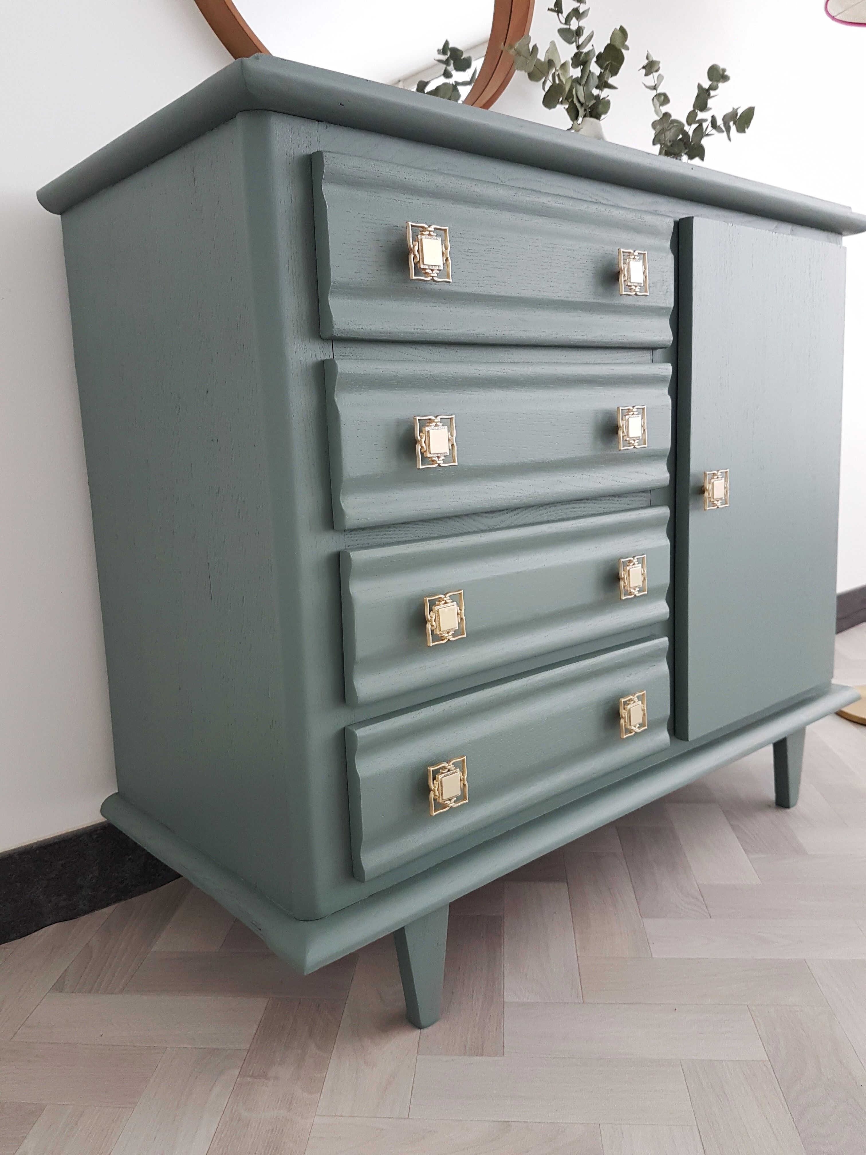 Gray art deco commode