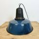 Industrial Blue Enamel Factory Lamp with Cast Iron Top, 1960s