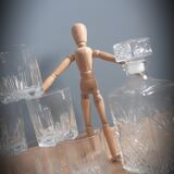 Set 6 sky glasses and square carafe