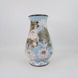 Large ceramic vase with floral pattern