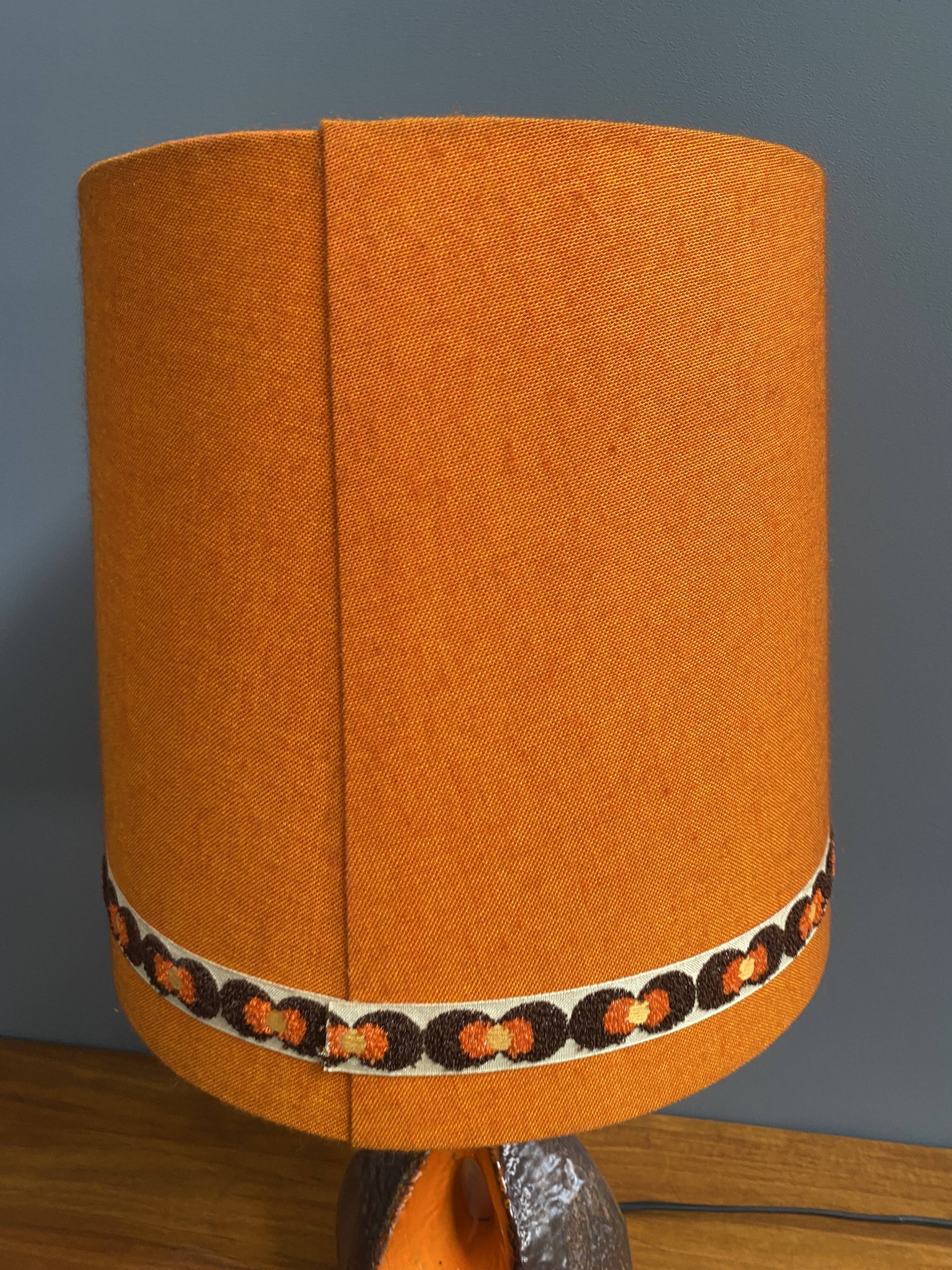 Ceramic orange / brown table lamp 1960s