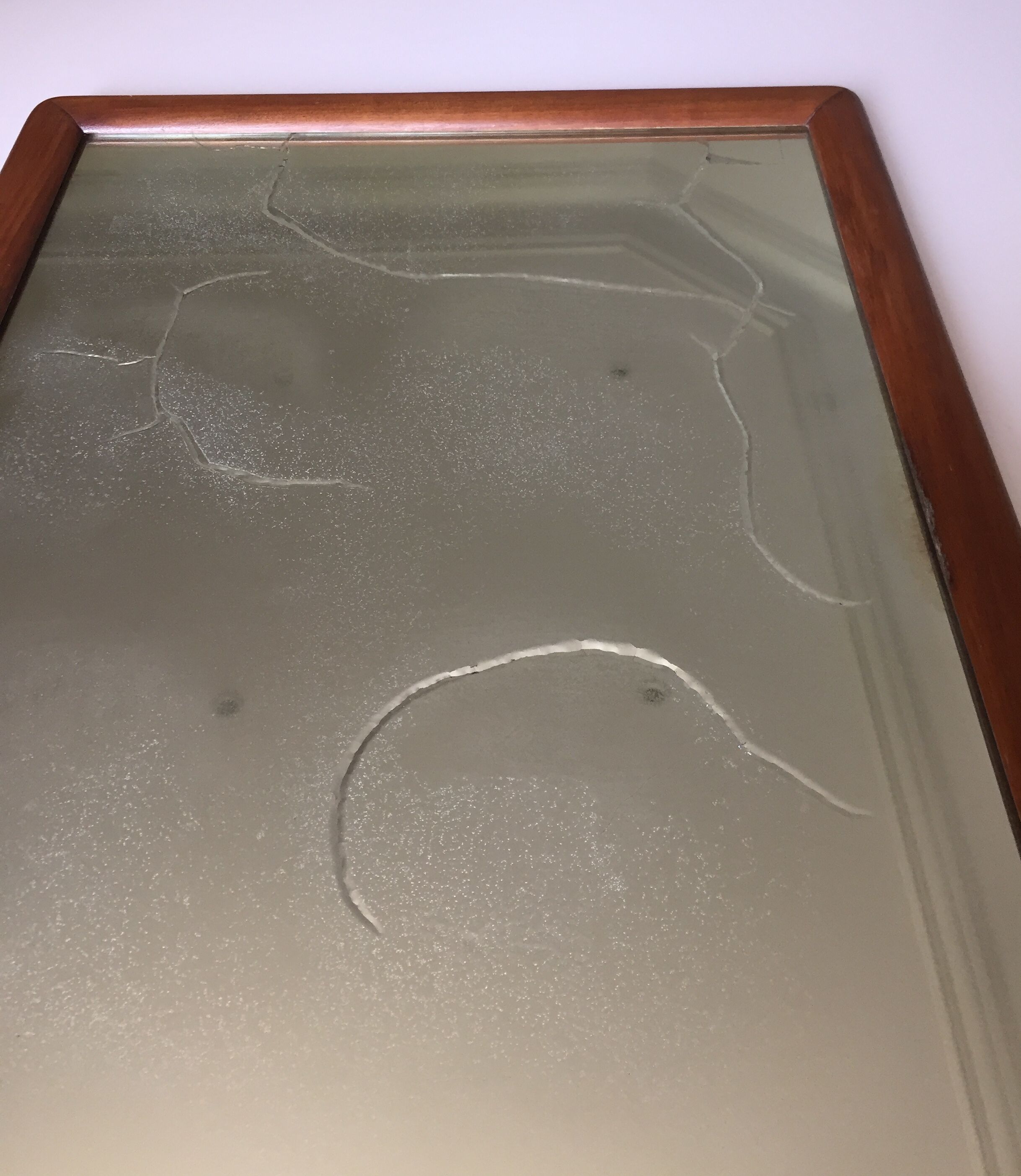 Antique mirror with solid wood frame