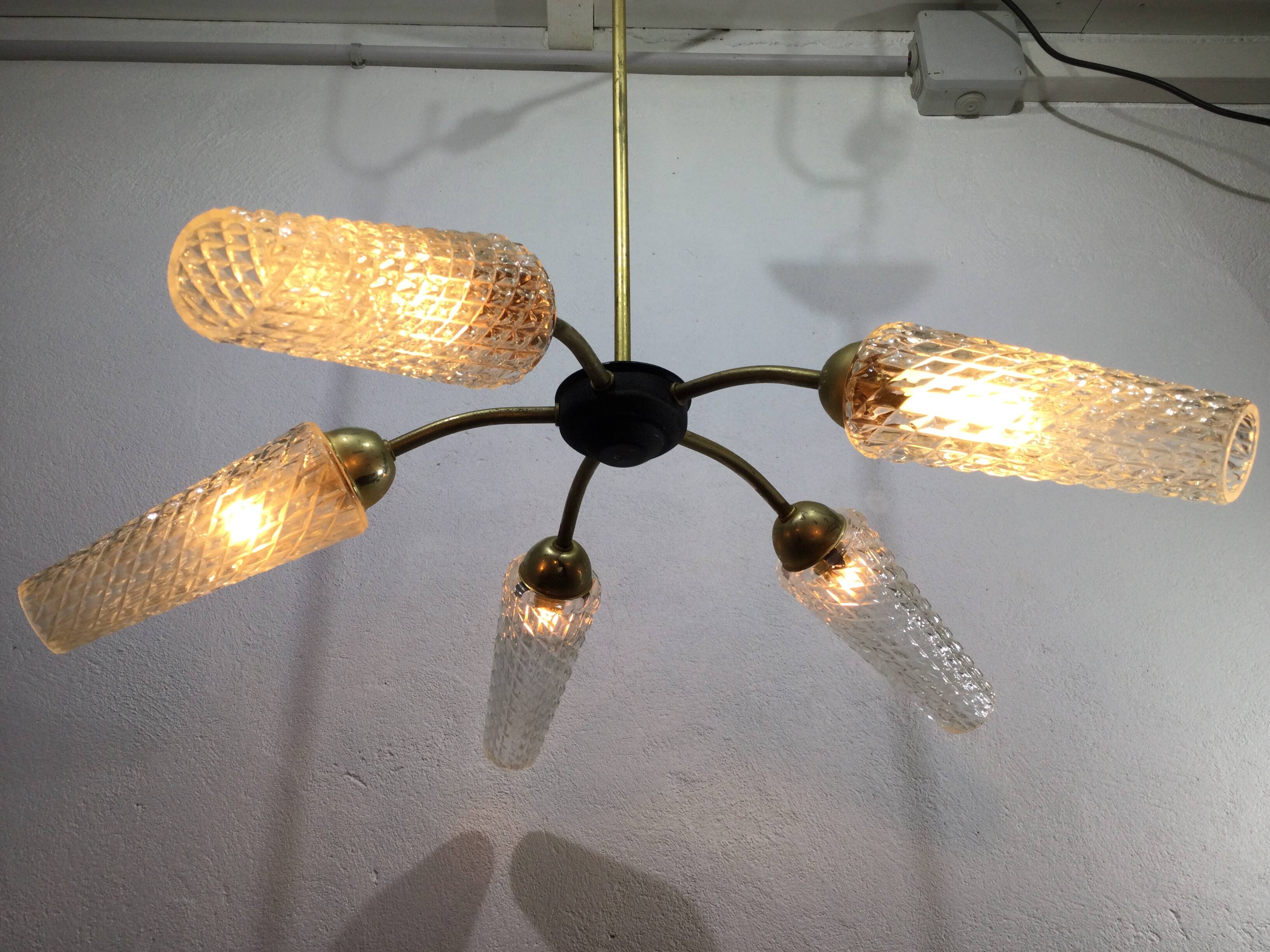 5 light chandelier 1970