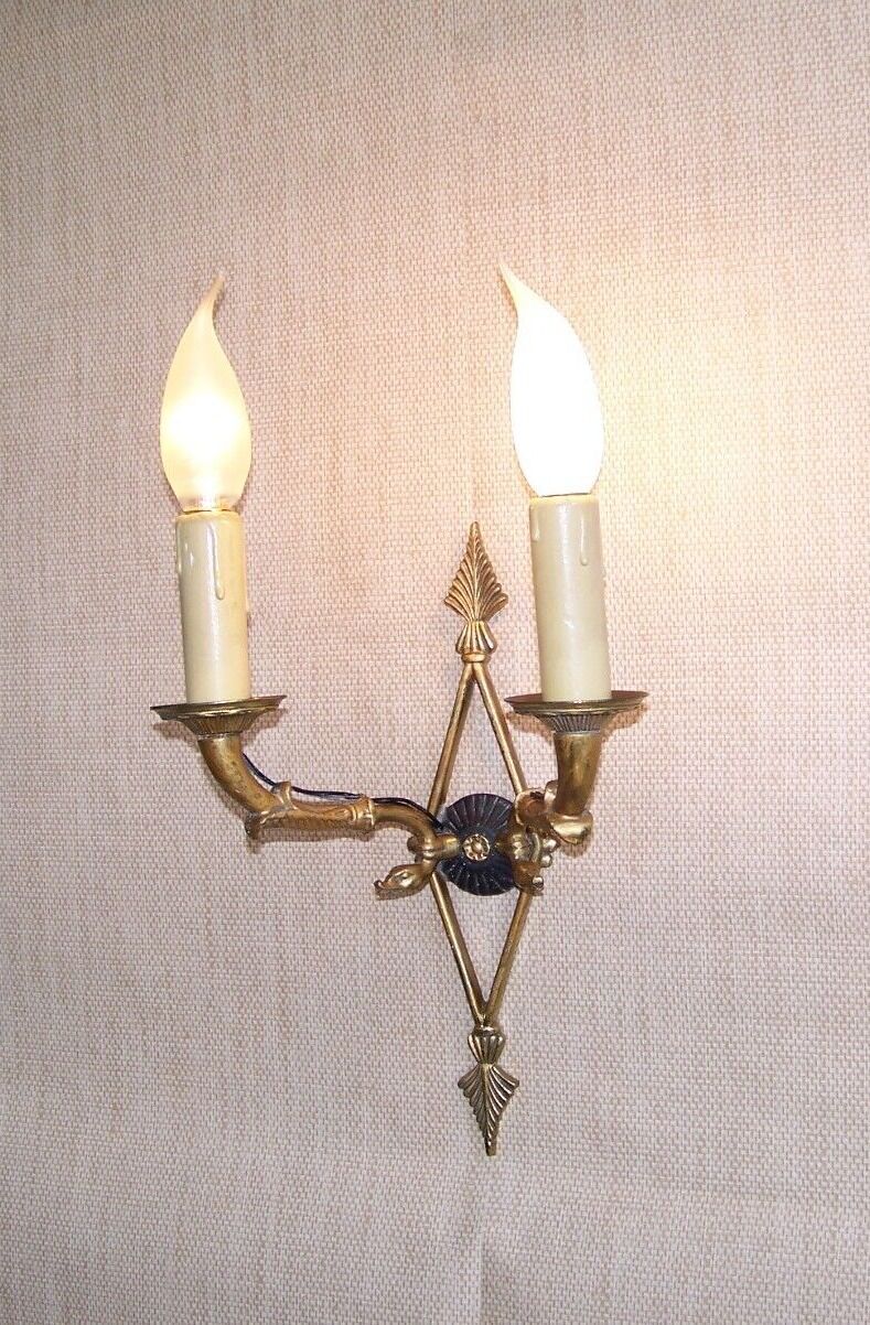 French antique bronze double Empire wall sconce with arrow and swan detail 4317.