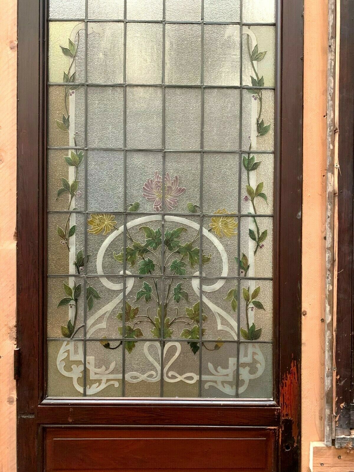 Door and impost in stained glass Art Deco early twentieth century