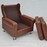 Fauteuil en cuir du milieu du siècle, années 1970