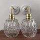 Pair of ceramic and glass wall sconces