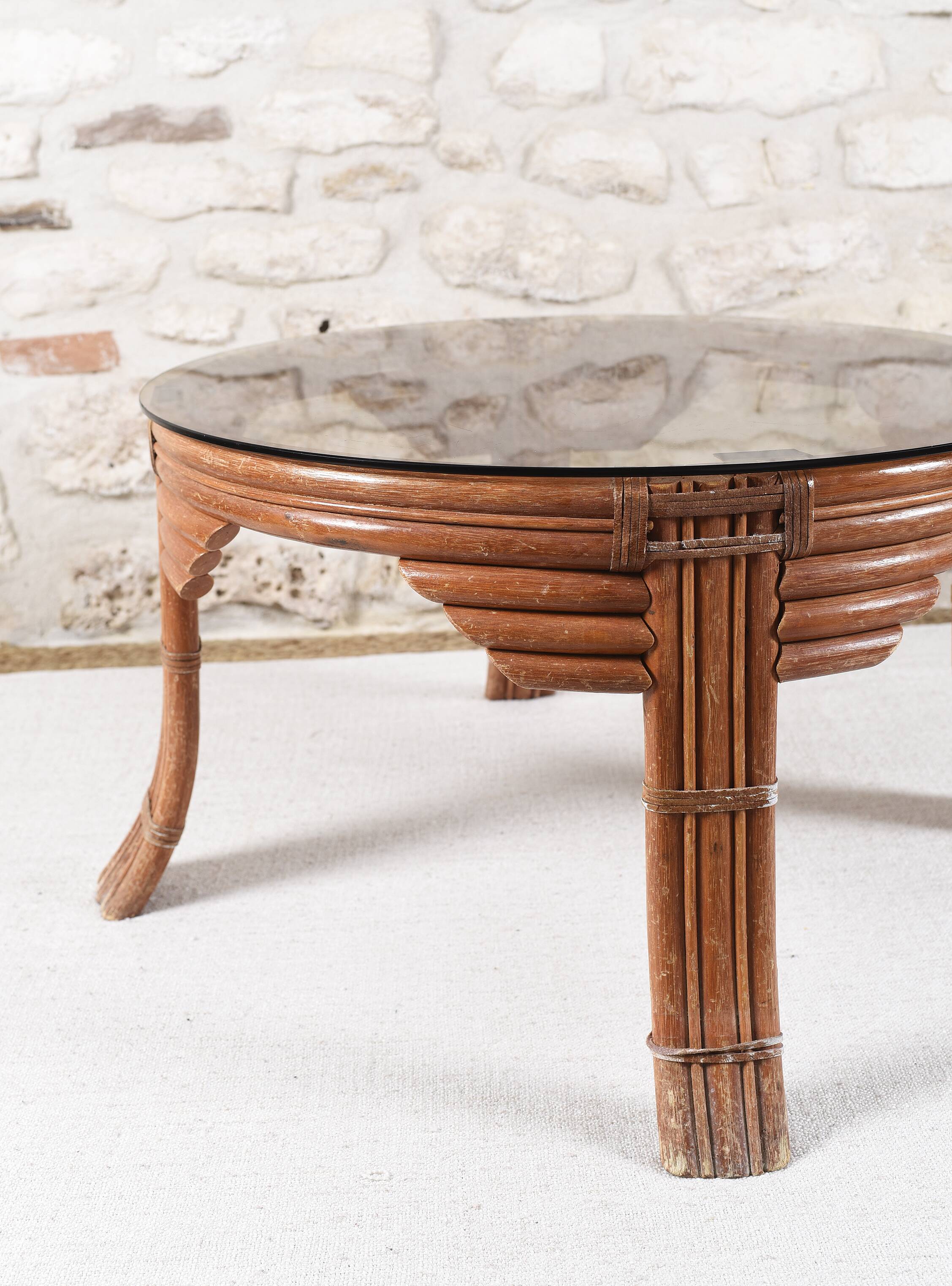 Vintage rattan coffee table