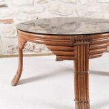 Table basse vintage en rotin