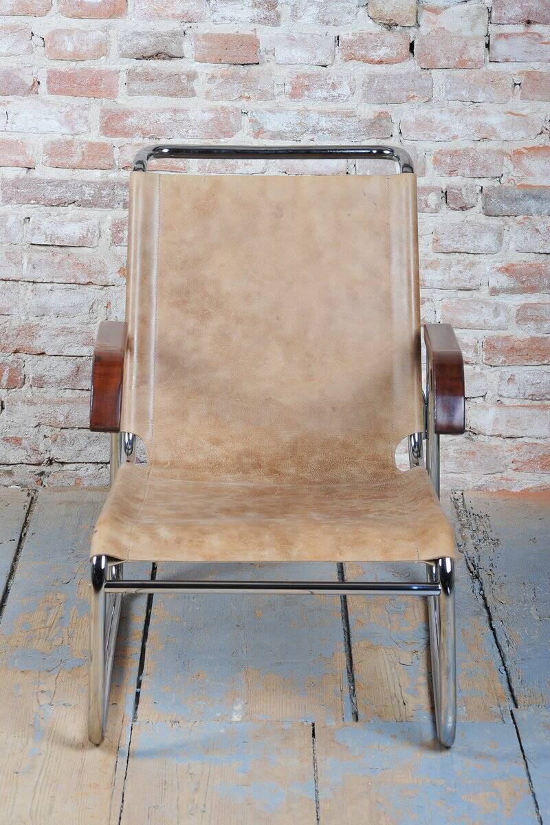 Fauteuil en chrome Bauhaus tchèque attribué à M. Breuer pour Thonet, années 1920.