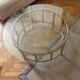 Coffee table in rattan and very thick smoked glass